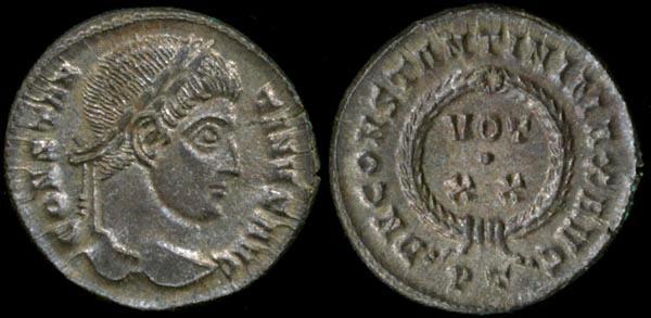 AE3 de Constantino I. D N CONSTANTINI MAX AVG. Ticino _ticinum_RIC_vII_140,P
